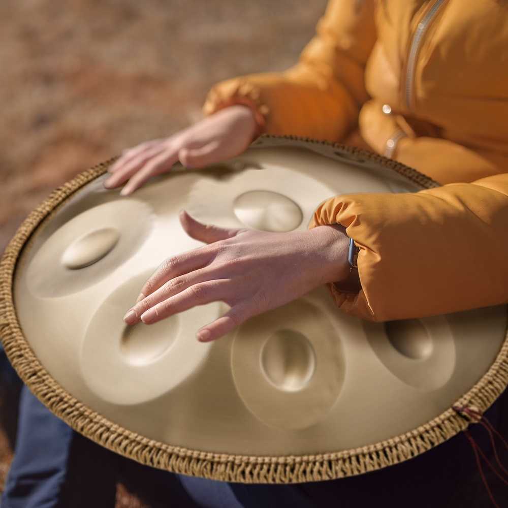 Handpan būgnas 22 colių, 10 natų, D minor, plieno mušamasis instrumentas su plaktuku, liežuvinis būgnas, tank drum