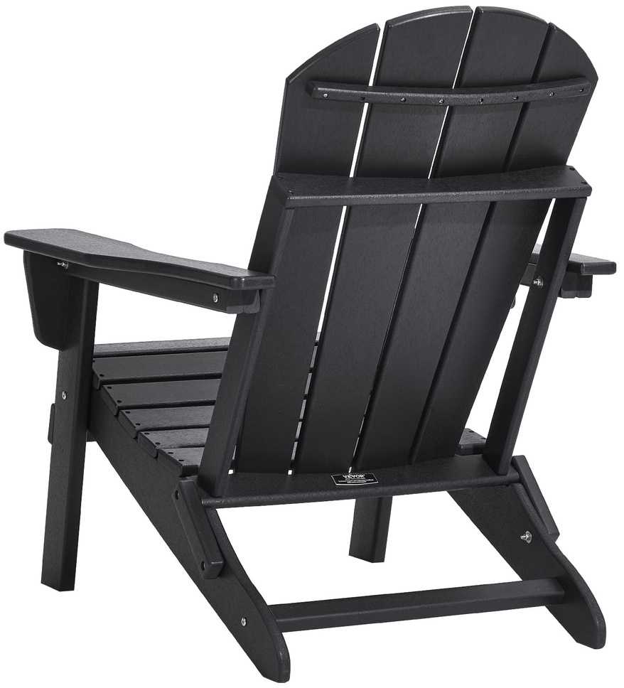 HDPE Adirondack kėdžių komplektas (2 vnt.), sulankstomos lauko terasos kėdės, visoms oro sąlygoms atsparios juodos Adirondack kėdės sodui, paplūdimiui, laužavietei