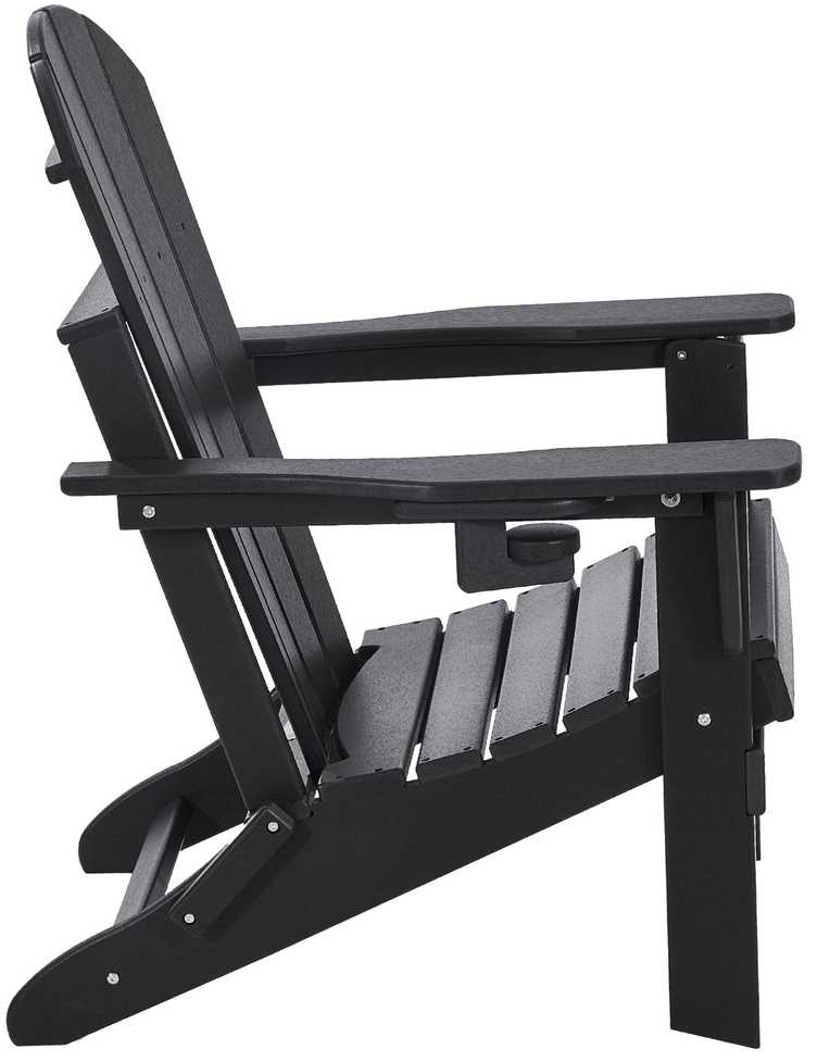 HDPE Adirondack kėdžių komplektas (2 vnt.), sulankstomos lauko terasos kėdės, visoms oro sąlygoms atsparios juodos Adirondack kėdės sodui, paplūdimiui, laužavietei
