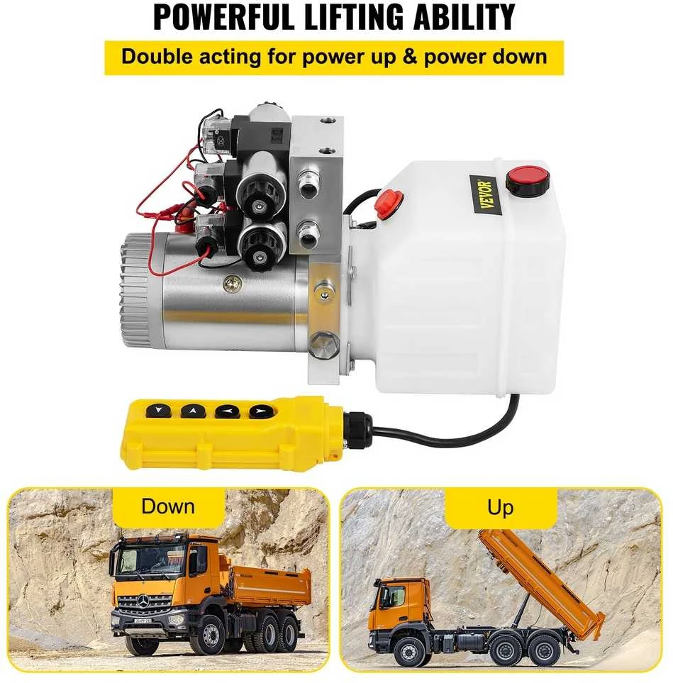 Hidraulinė jėgainė kėlimui, 12V DC, dvigubo veikimo, 4.5L, hidraulinis siurblys, keltuvas, platformoms