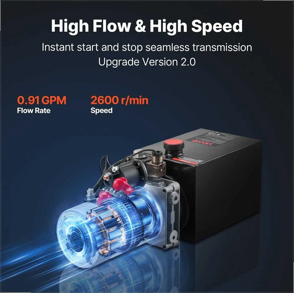 Hidraulinis agregatas savivartei ir keltuvui, vieno veikimo, 22 MPa, 3.4 L/min, DC 12V, 6L metalinis rezervuaras, savivartės siurblys, hidraulinė stotelė