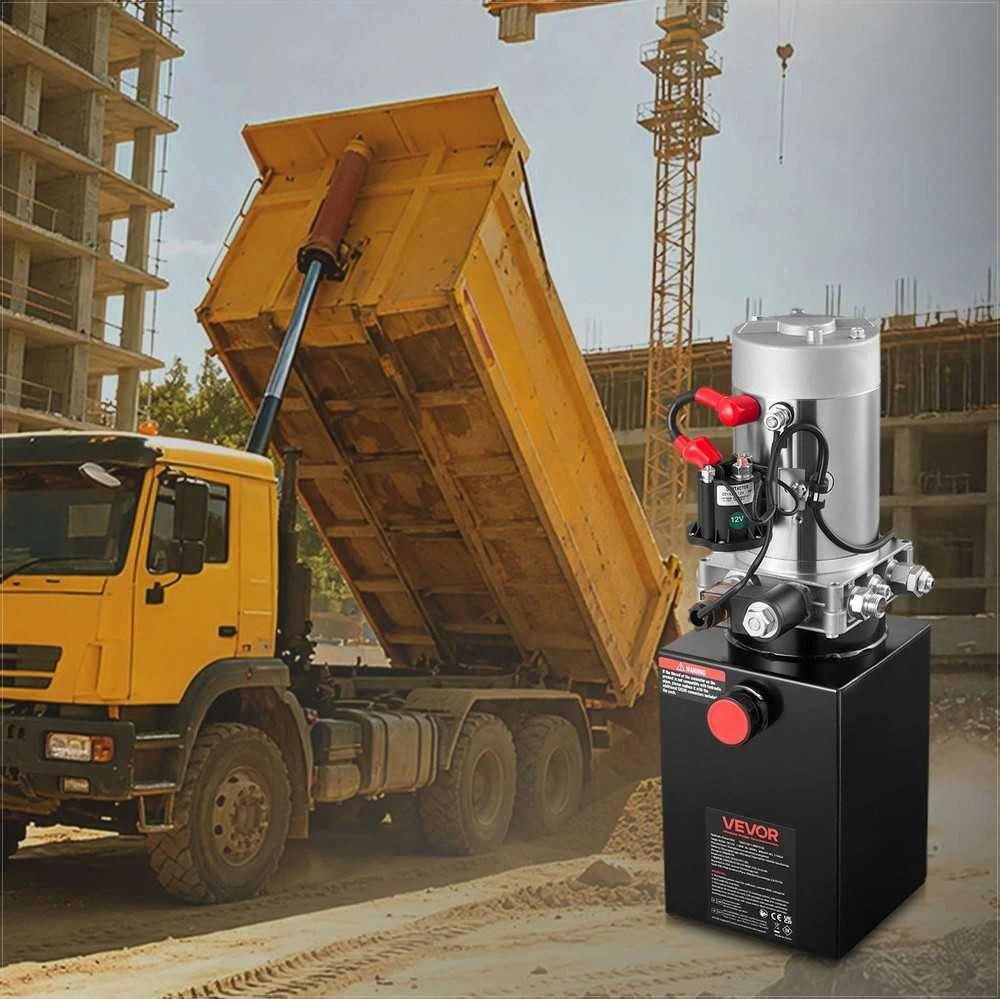Hidraulinis agregatas savivartei ir keltuvui, vieno veikimo, 22 MPa, 3.4 L/min, DC 12V, 6L metalinis rezervuaras, savivartės siurblys, hidraulinė stotelė