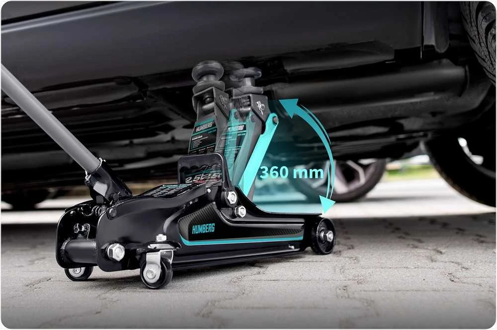 Hidraulinis automobilinis domkratas, žemo profilio, 2.5 tonos keliamosios galios, lengviesiems automobiliams ir lengvosioms komercinėms transporto priemonėms, garažo įranga, dirbtuvių įrankis