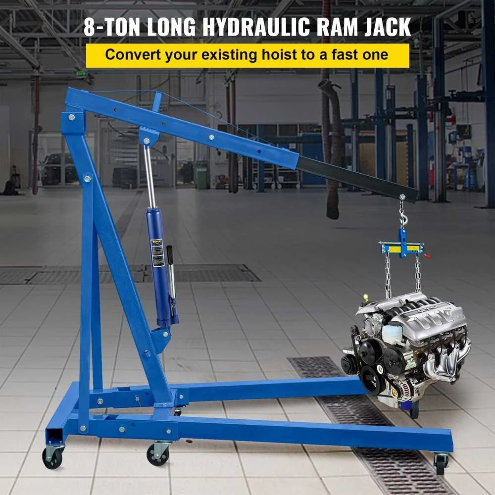 Hidraulinis ilgo cilindro domkratas 8t, vieno stūmoklio pompa, 66-116cm, variklio keltuvas, autoserviso kranas