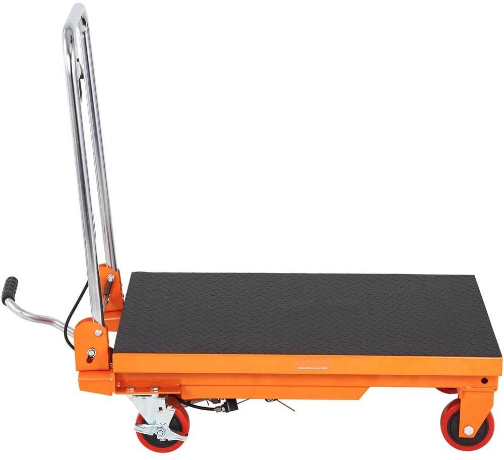 Hidraulinis keltuvas 150 kg, 720 mm, rankinis žirklinis su 4 ratukais, krovinių vežimėlis, platforminis keltuvas