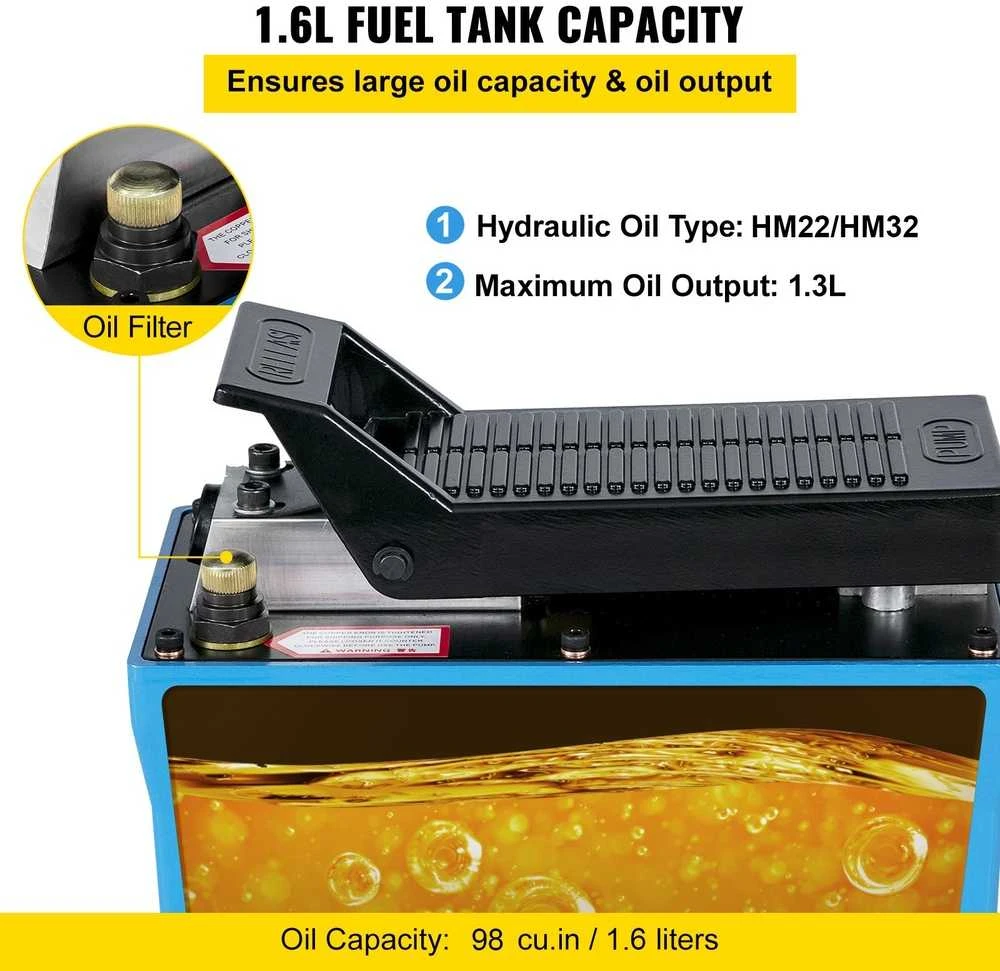 Hidraulinis kojinis siurblys 10000 PSI, 1.6L, galingas, kojinis hidraulinis presas, pėdų pompa