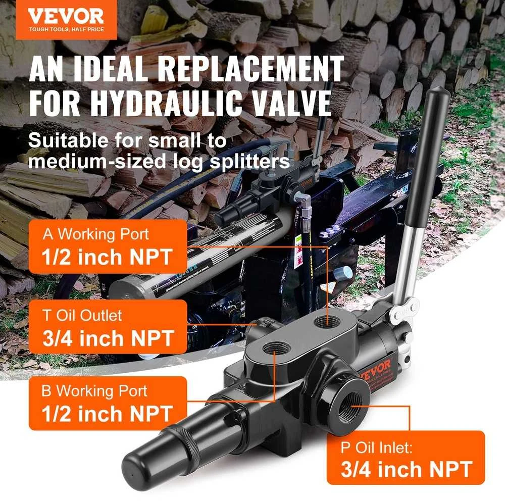 Hidraulinis krypties valdymo vožtuvas, 1 ritė, 95 litrai/min, 25 MPa, rąstų skaldytuvo vožtuvas