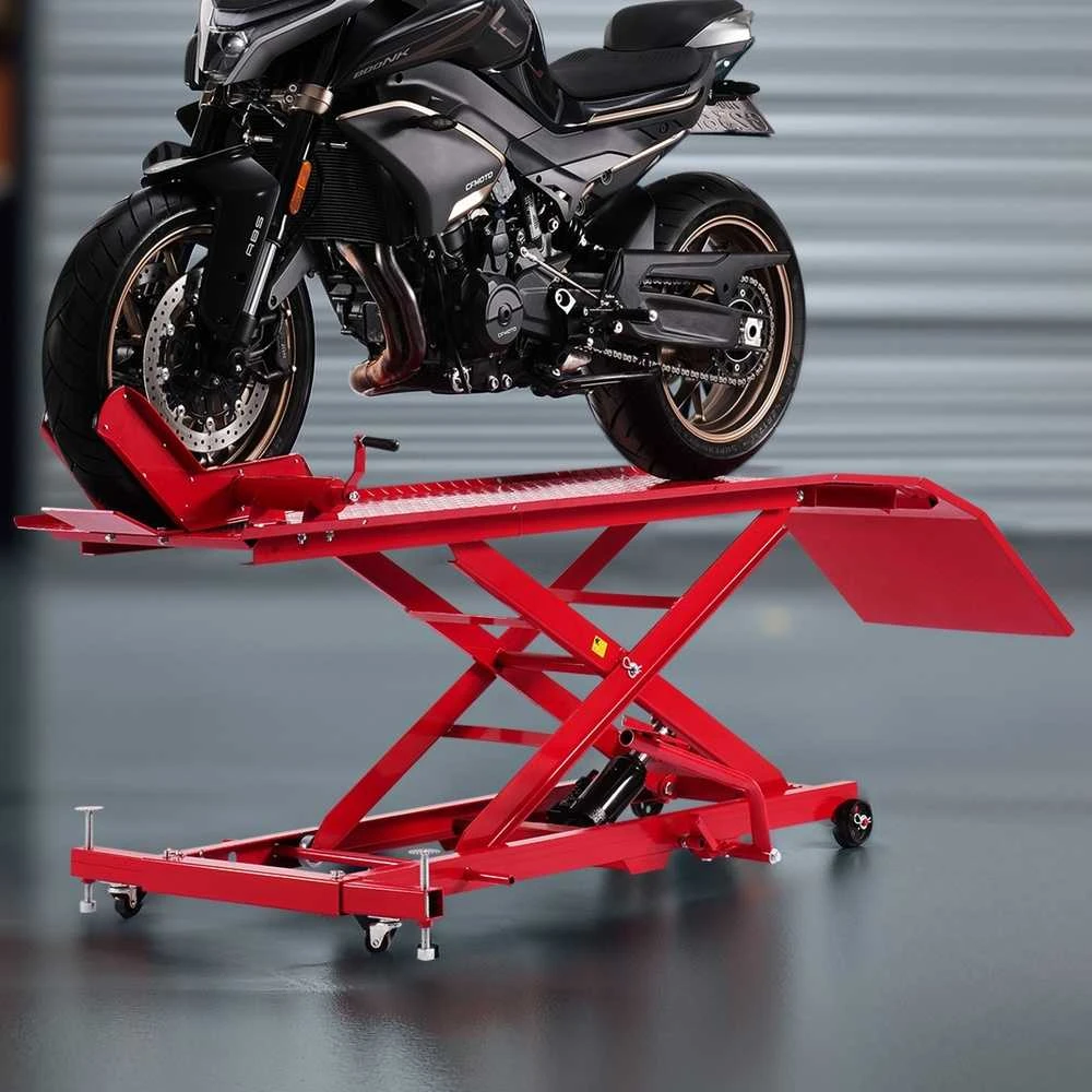 Hidraulinis motociklo keltuvas, 453.6kg keliamosios galios keltuvas, didelio našumo motociklų remonto stovas, keturračių motociklų keltuvas, reguliuojamo aukščio keltuvas