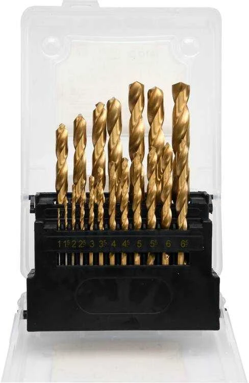 HSS-TIN grąžtų rinkinys 1-10 mm metalui, 19 vnt. metalo gręžimui