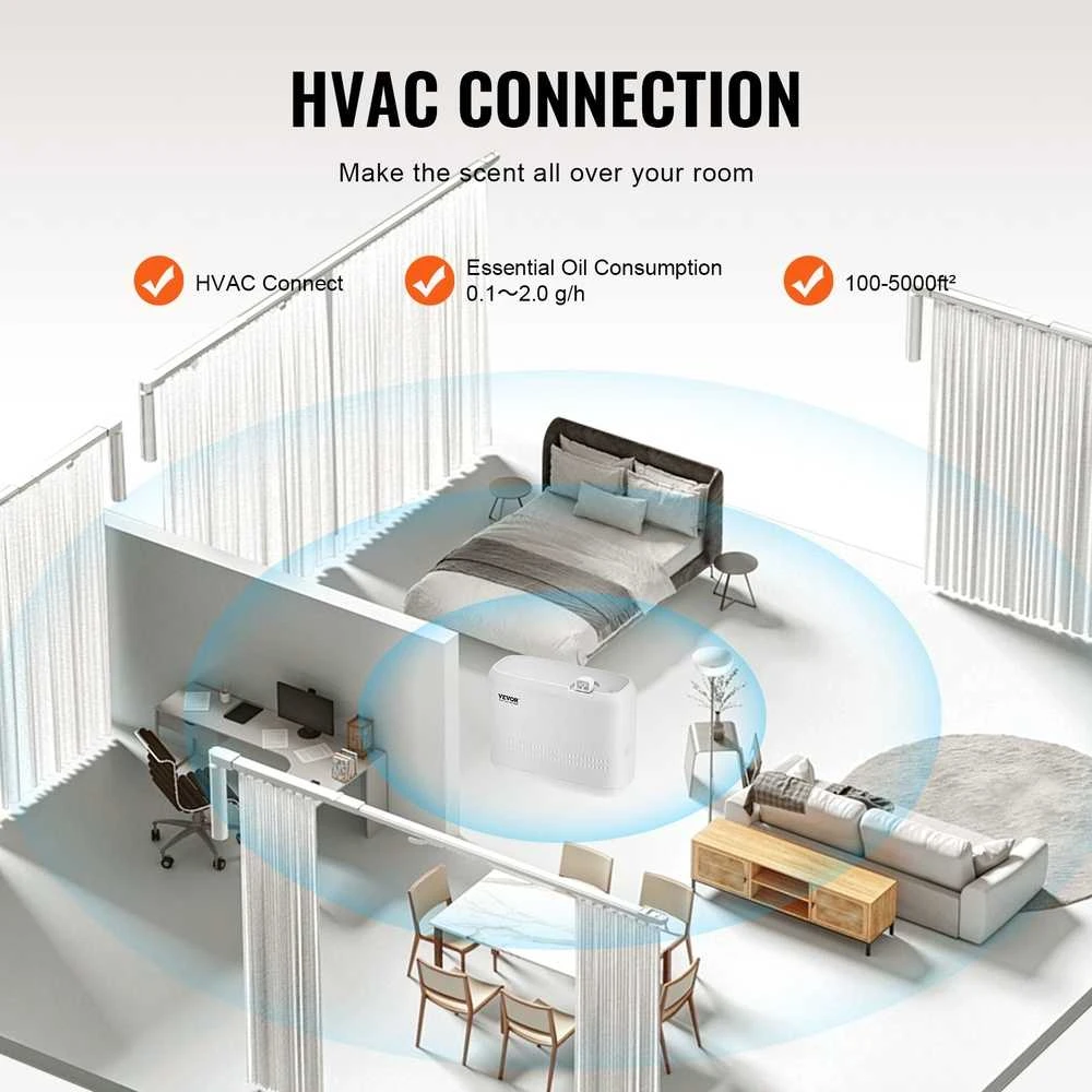 Drėkintuvas HVAC kvapų difuzorius, aromaterapinis aparatas, 0.85 l, namams, didelėms erdvėms, Bluetooth, eteriniai aliejai