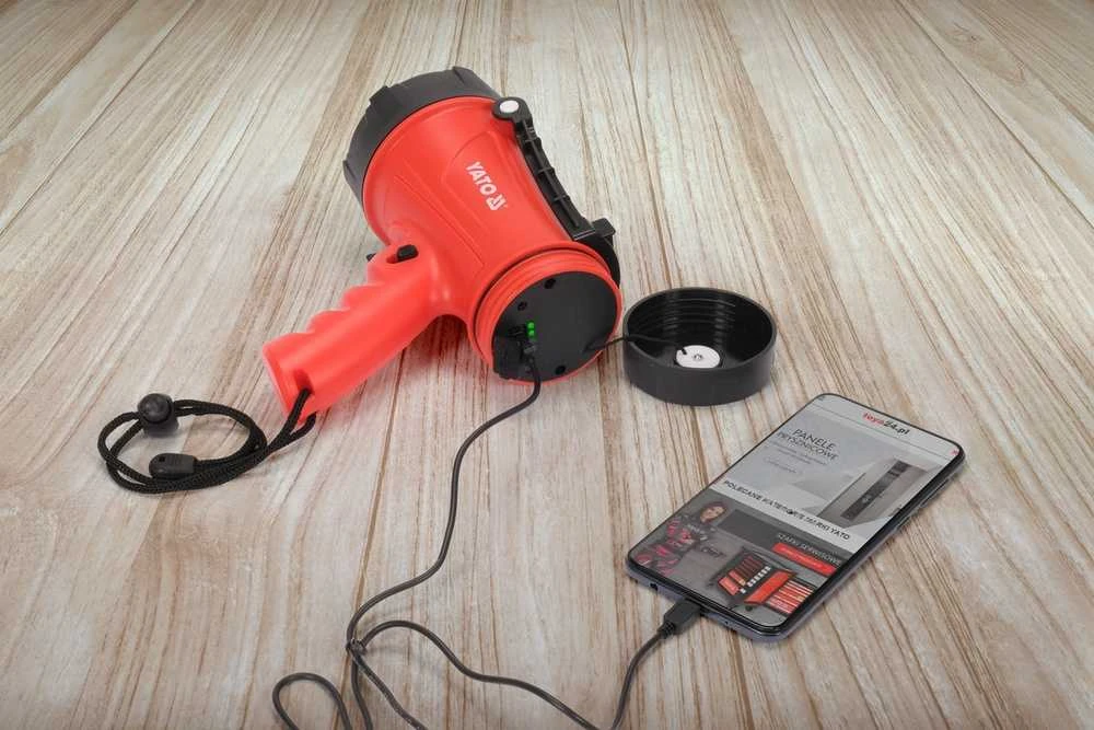 Įkraunamas pistoletas-prožektorius 15W, 1200LM, IP68, 250m, power bank, portatyvinis prožektorius