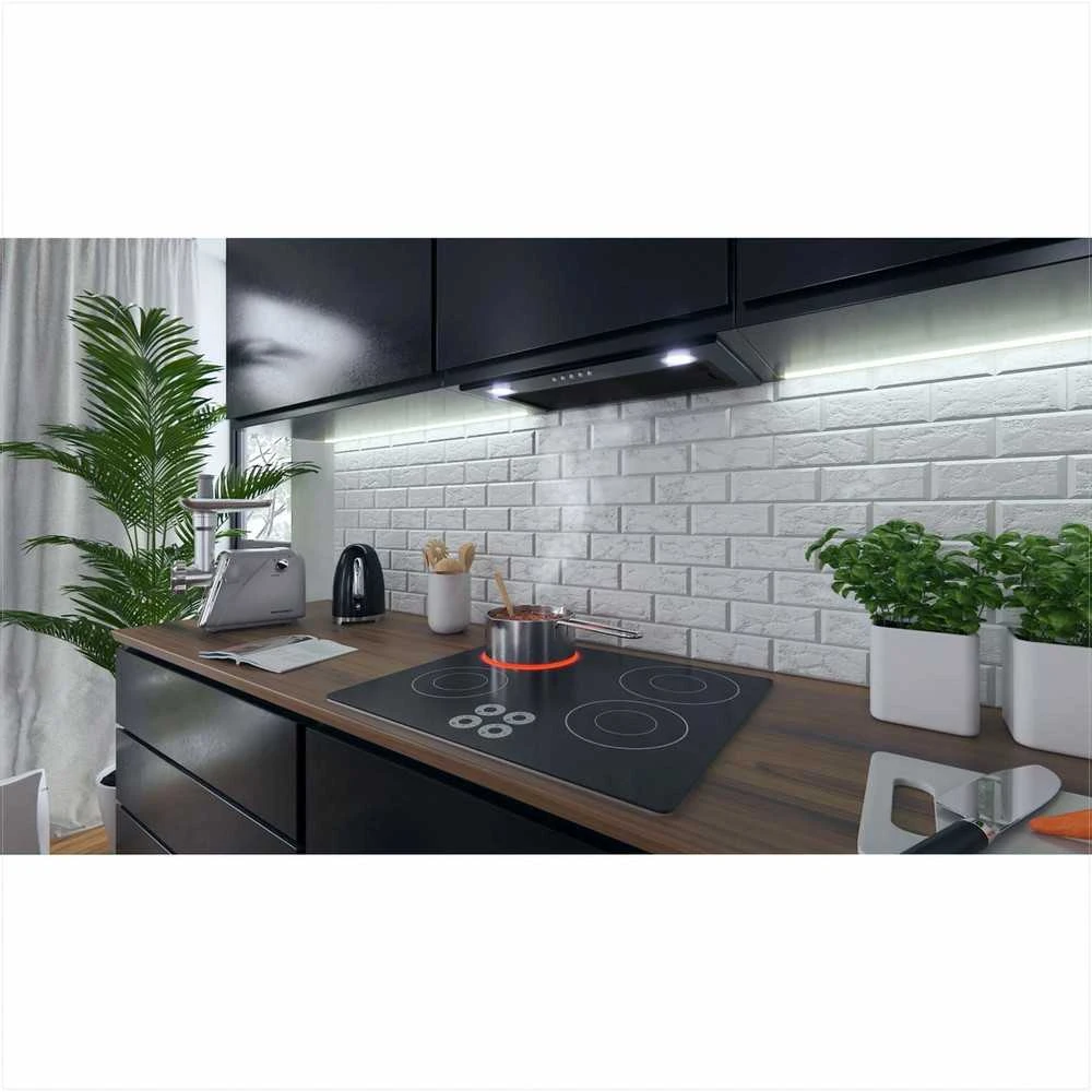 Berdsen Įmontuojamas gartraukis, 60 cm, juodas, virtuvei, efektyvi ventiliacija, su LED apšvietimu