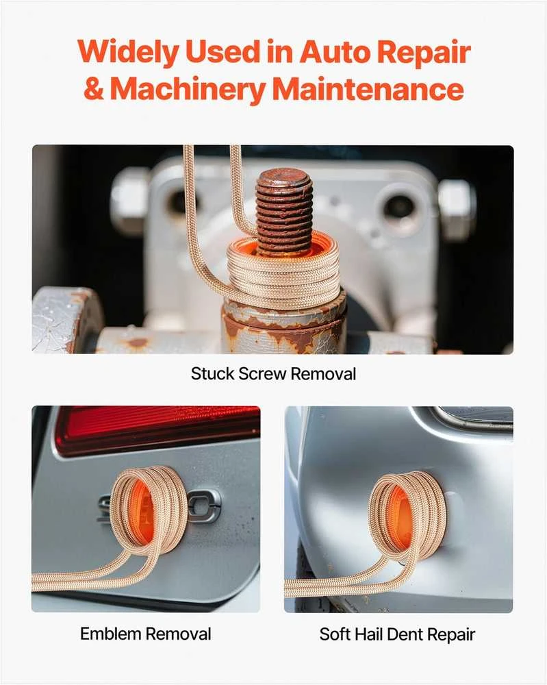 Indukcinis šildytuvas varžtų ir veržlių atlaisvinimui, rankinis magnetinio kaitinimo rinkinys su 8 ritėmis ir dėklu, 1100W mini metalo kaitintuvas automobilių remontui