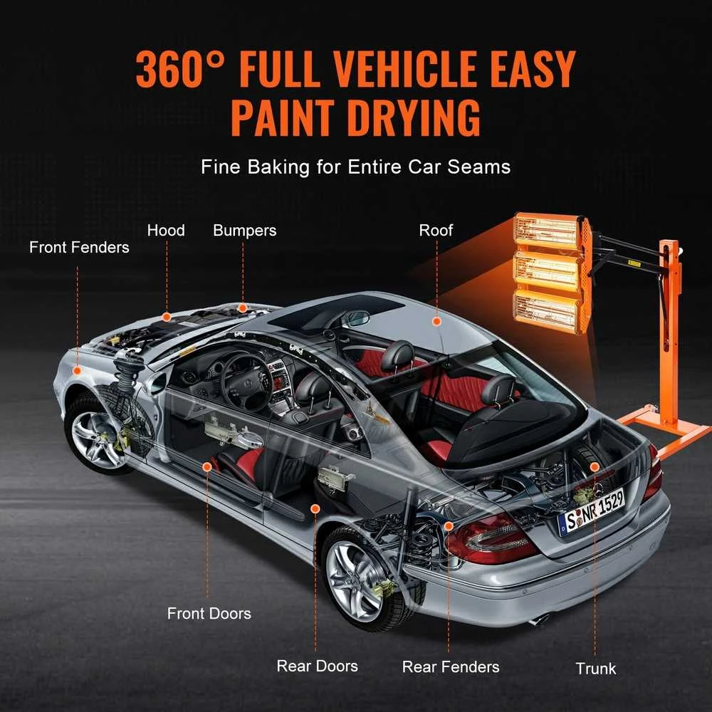 VEVOR 3300 W infraraudonųjų spindulių dažų džiovinimo lempa