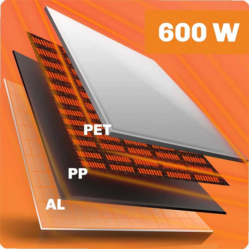 Berdsen Infraraudonųjų spindulių šildytuvas, 600 W spindulinis šildytuvas, energiją taupanti infraraudonųjų spindulių plokštė, greitas šildymas, tylus infraraudonųjų spindulių šildytuvas