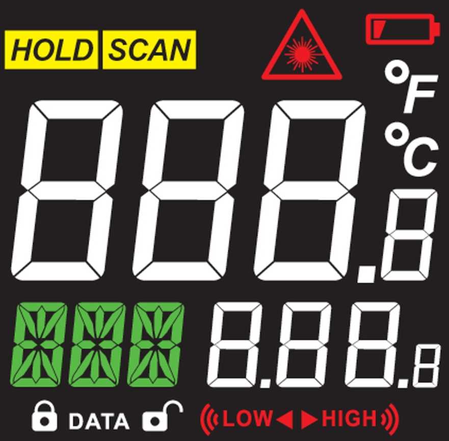 Infraraudonųjų spindulių termometras, nuo -50C iki +650C, su LCD ekranu