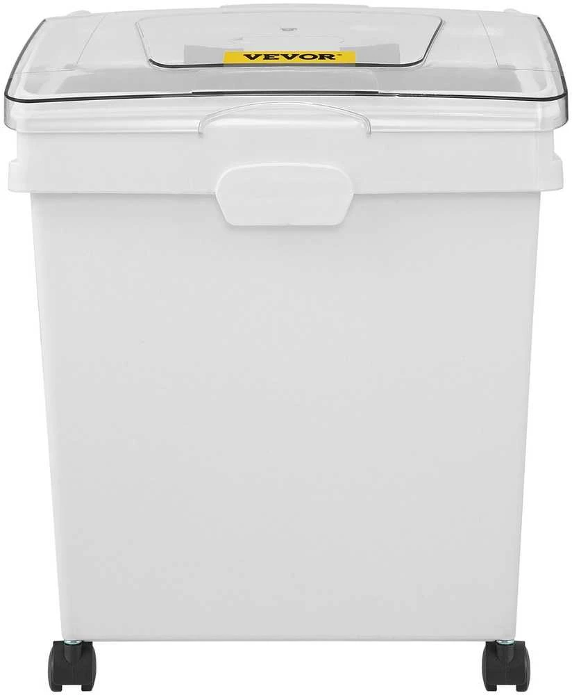 Ingredientų dėžė 40 l, miltų laikymo dėžės su ratukais, PP, 3 vnt. rinkinys, balta, su samteliu ir stumdomu dangčiu, komercinės, maisto produktų laikymo talpos