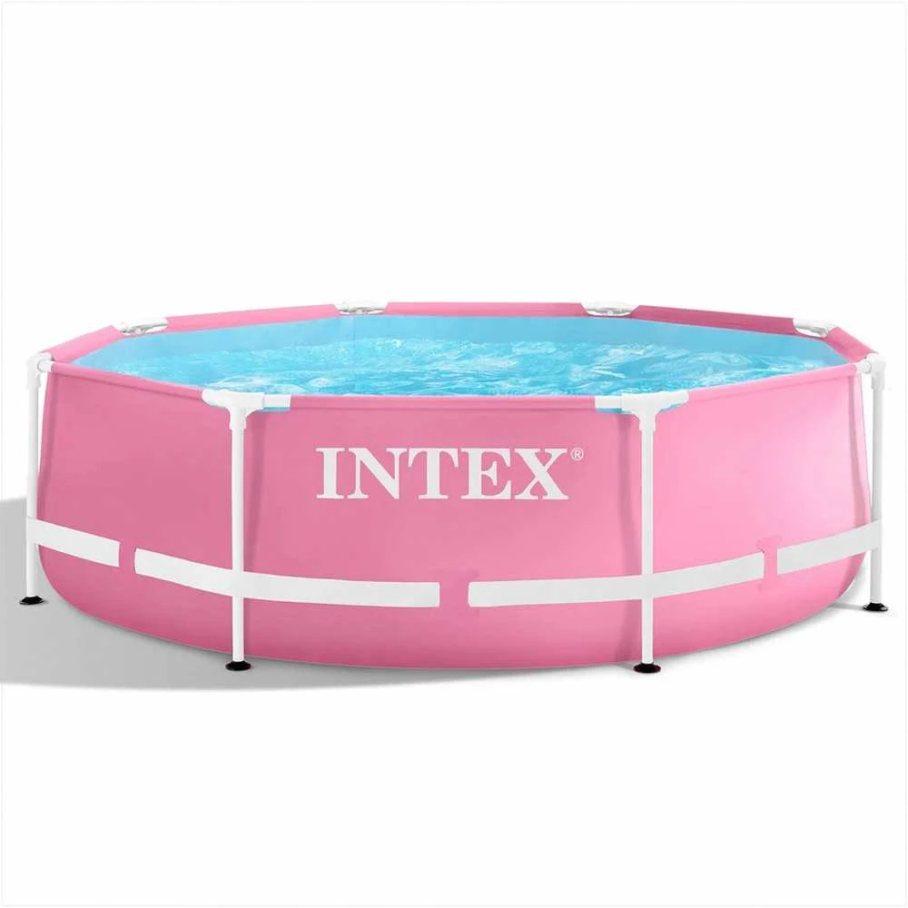 Vaikiškas apvalus baseinas su rėmais 244x76 cm rožinės spalvos INTEX 28290