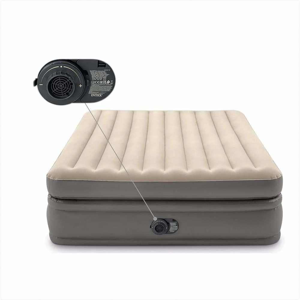 Pripučiamas čiužinys-lova INTEX Queen Comfort Elevated , Airbed W/Fiber-Tech RP su pompa,152x203x51cm