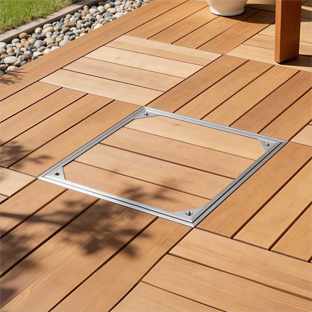 Invisible įleidžiamas šulinio dangtis su rėmu, 400 x 400mm aliuminio lydinio septiko prieigos dangtis, įleidžiamas drenažo kanalo apžiūros dangtis šaligatviams sodams terasoms, grindų liukas