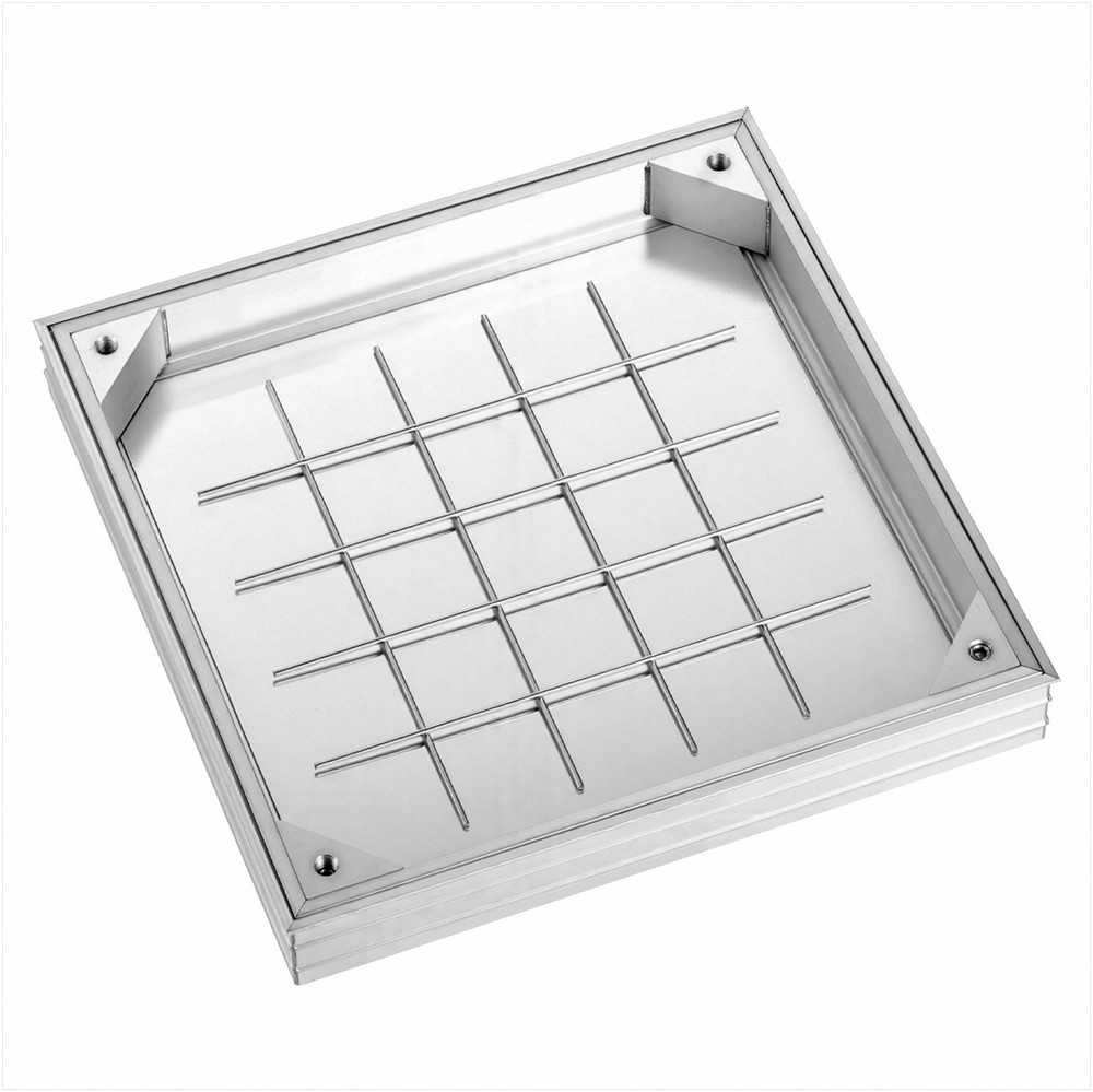 Invisible įleidžiamas šulinio dangtis su rėmu, 400 x 400mm aliuminio lydinio septiko prieigos dangtis, įleidžiamas drenažo kanalo apžiūros dangtis šaligatviams sodams terasoms, grindų liukas