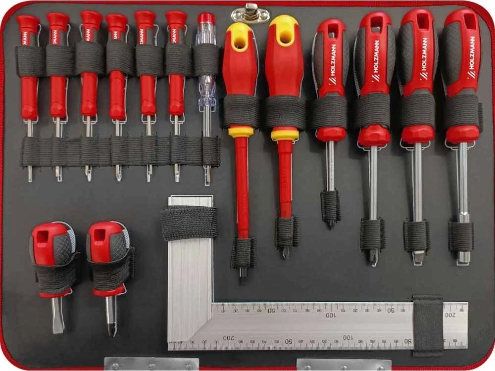 Holzmann Įrankių dėklas, 167 dalių įrankių rinkinys, mobilus įrankių laikymas, profesionalus įrankių rinkinys, mechaniko įrankių dėklas, dirbtuvių įrankių dėklas
