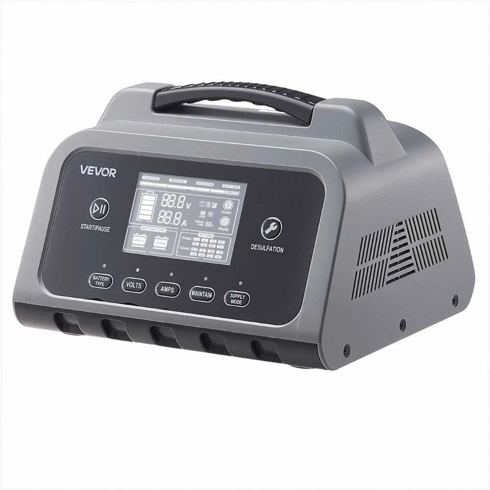 Išmanusis akumuliatorių įkroviklis 20A 6V 12V 24V, LCD ekranas, desulfatorius, palaikomojo įkrovimo funkcija, Ličio LiFePO4 ir švino rūgšties baterijų pakrovėjas automobiliams ir valtims