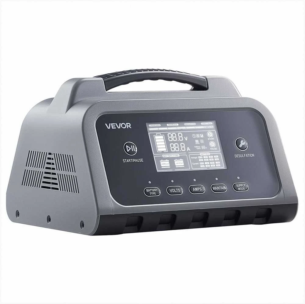 Išmanusis akumuliatorių įkroviklis 20A 6V 12V 24V, LCD ekranas, desulfatorius, palaikomojo įkrovimo funkcija, Ličio LiFePO4 ir švino rūgšties baterijų pakrovėjas automobiliams ir valtims