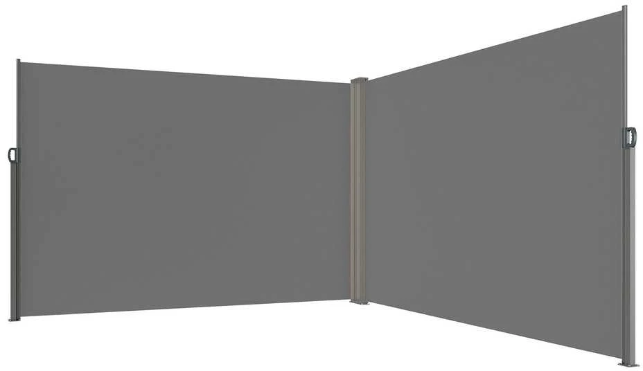 Ištraukiama šoninė markizė 200x600cm, pilka uždanga nuo vėjo, terasos užuolaida, atitvaras