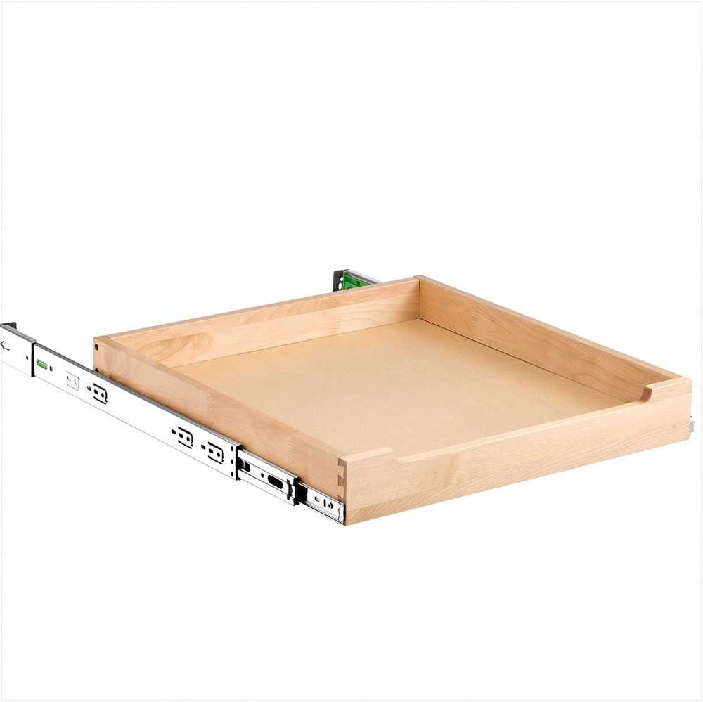 Ištraukiamas medinis spintelės organizatorius virtuvei ir voniai, švelnaus uždarymo stumdomas stalčius, 508x533x76 mm, apkrova iki 27 kg, beržo mediena