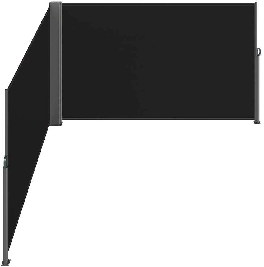 Ištraukiamas terasos ekranas, lauko privatumo ekranas, šoninė markizė balkonui, 180x600cm ištraukiama tvora, juodas lauko ekranas terasai