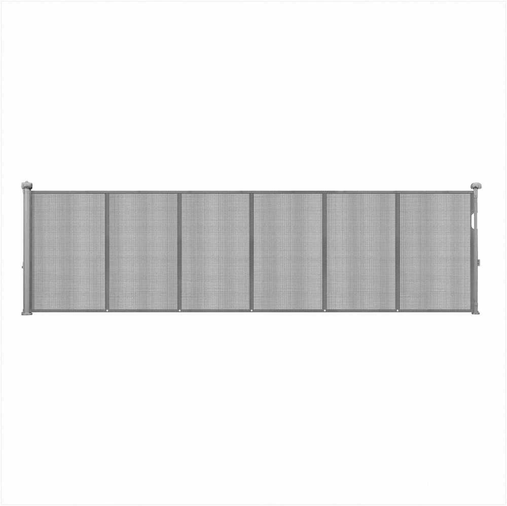 Ištraukiami apsauginiai varteliai vaikams ir augintiniams, 870 mm aukščio, išsitempia iki 2800 mm pločio, tinkliniai saugos varteliai vidaus laiptams, durims, koridoriams, pilki, apsauginė tvorelė