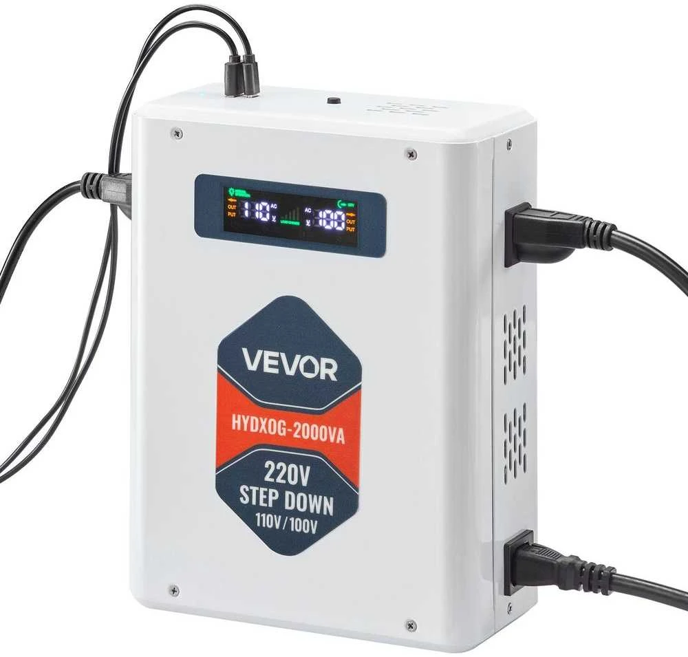Įtampos keitiklis, 2000VA, 220V į 110V galios transformatorius su USB, JAV prietaisams, kelioninis maitinimo adapteris, įtampos reguliatorius