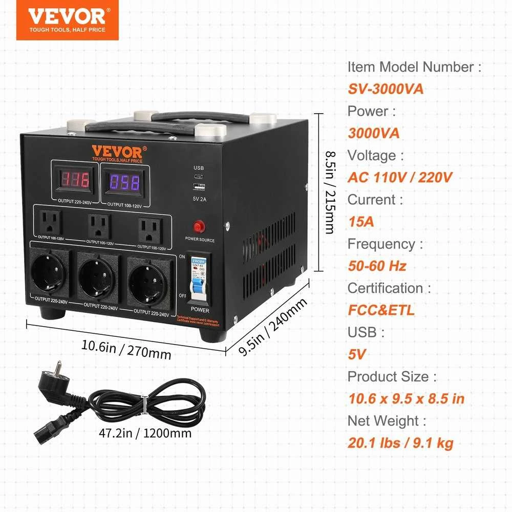 Įtampos keitiklis, 3000 VA, 110/220V