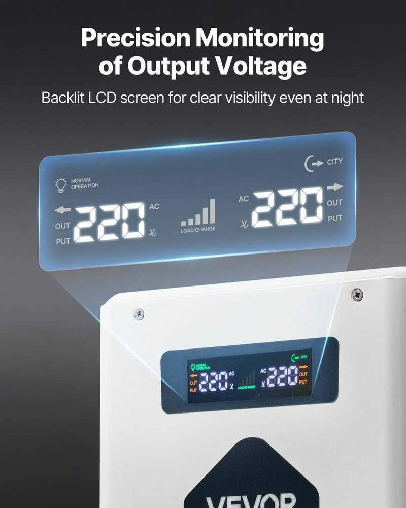 Įtampos keitiklis, 3000VA, 110V į 220V galios transformatorius, Europos prietaisams, su LCD ekranu, USB išvestis