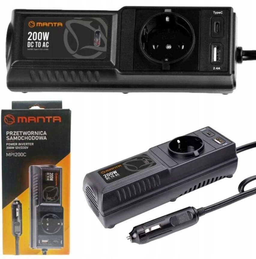 Įtampos keitiklis Manta MPI200C, 200 W