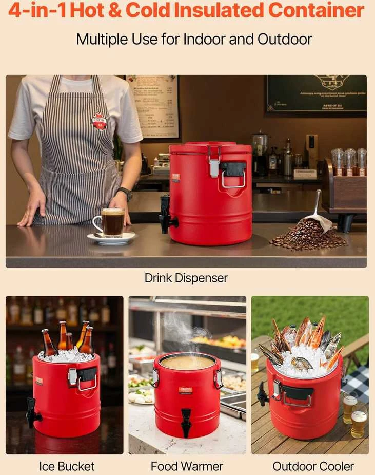 Izoliuotas gėrimų dalytuvas, 11.4L terminis serveris, karštų ir šaltų gėrimų ąsotis, restoranams, kavinėms, lauko renginiams, didelės talpos gėrimų indas