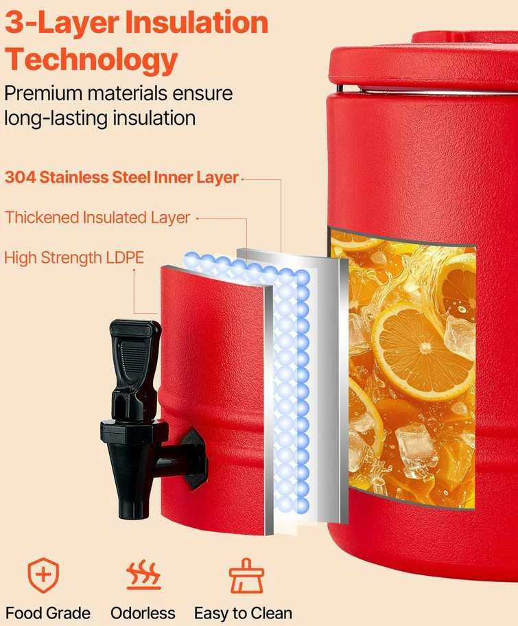 Izoliuotas gėrimų dalytuvas, 11.4L terminis serveris, karštų ir šaltų gėrimų ąsotis, restoranams, kavinėms, lauko renginiams, didelės talpos gėrimų indas
