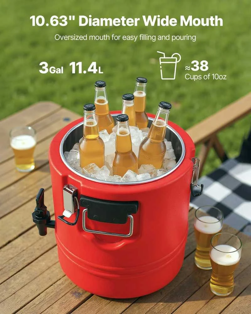 Izoliuotas gėrimų dalytuvas, 11.4L terminis serveris, karštų ir šaltų gėrimų ąsotis, restoranams, kavinėms, lauko renginiams, didelės talpos gėrimų indas