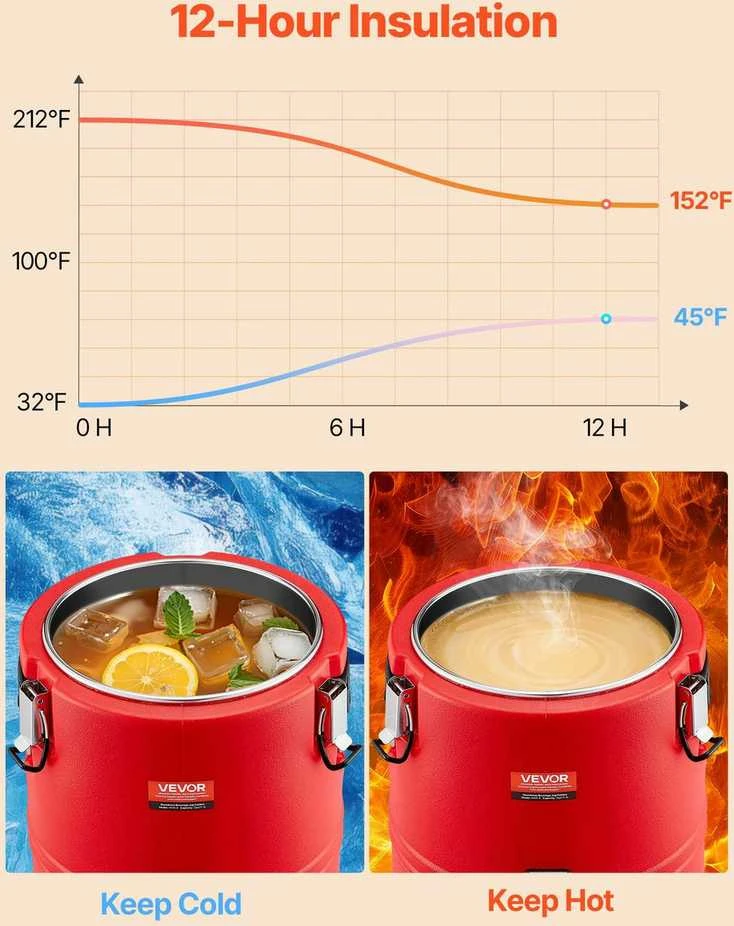 Izoliuotas gėrimų dalytuvas, 11.4L terminis serveris, karštų ir šaltų gėrimų ąsotis, restoranams, kavinėms, lauko renginiams, didelės talpos gėrimų indas