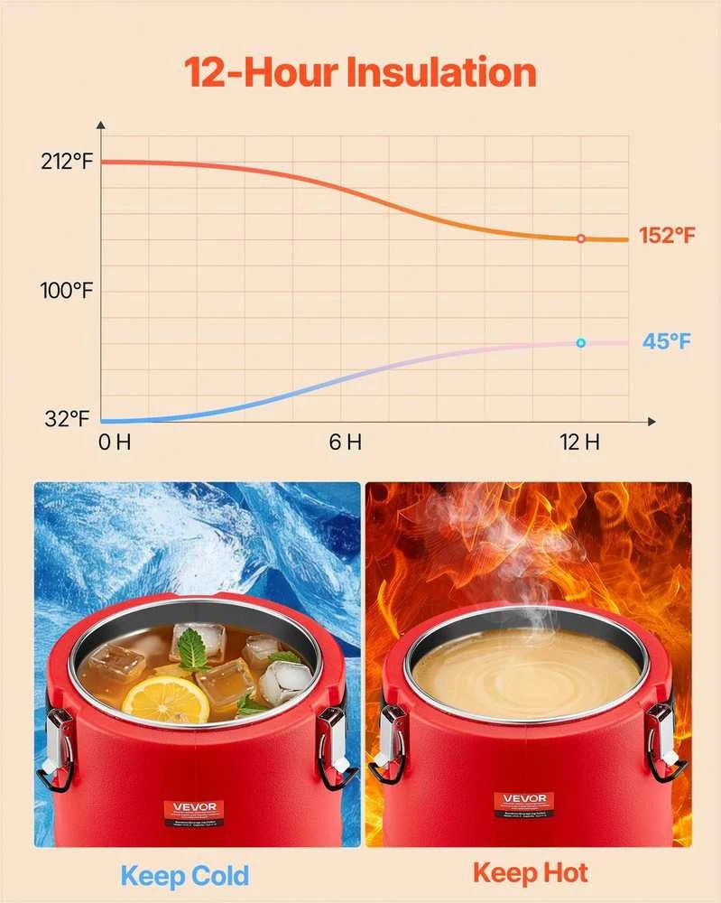 Izoliuotas gėrimų dozatorius arbatai kavai restoranui laukui, su čiaupu ir maistiniu vidumi, 8L termosas karštiems ir šaltiems gėrimams, šaltkrepšis gėrimams