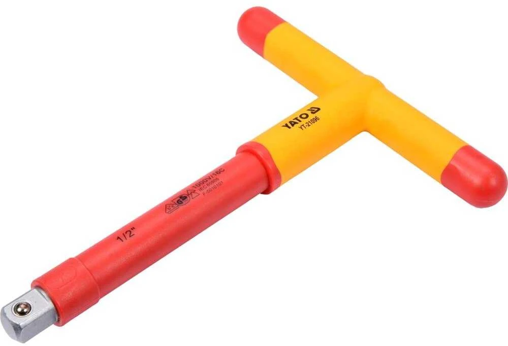 Izoliuotas T tipo raktas 1/2" 207mm VDE, T rankena, galvutės raktas