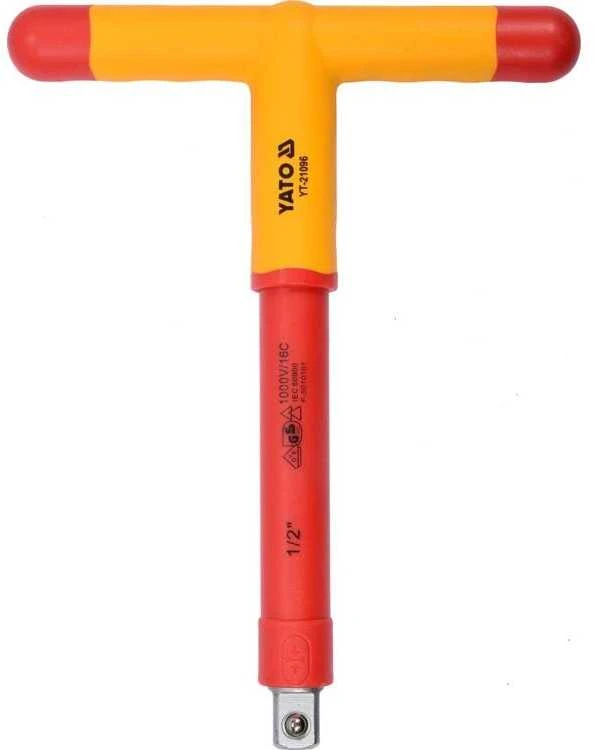 Izoliuotas T tipo raktas 1/2" 207mm VDE, T rankena, galvutės raktas