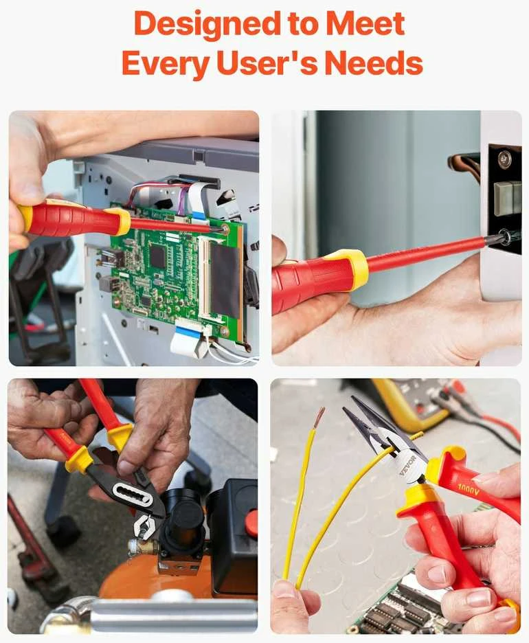 Izoliuotų atsuktuvų rinkinys elektrikams, 12 dalių įrankių rinkinys, magnetinių atsuktuvų rinkinys