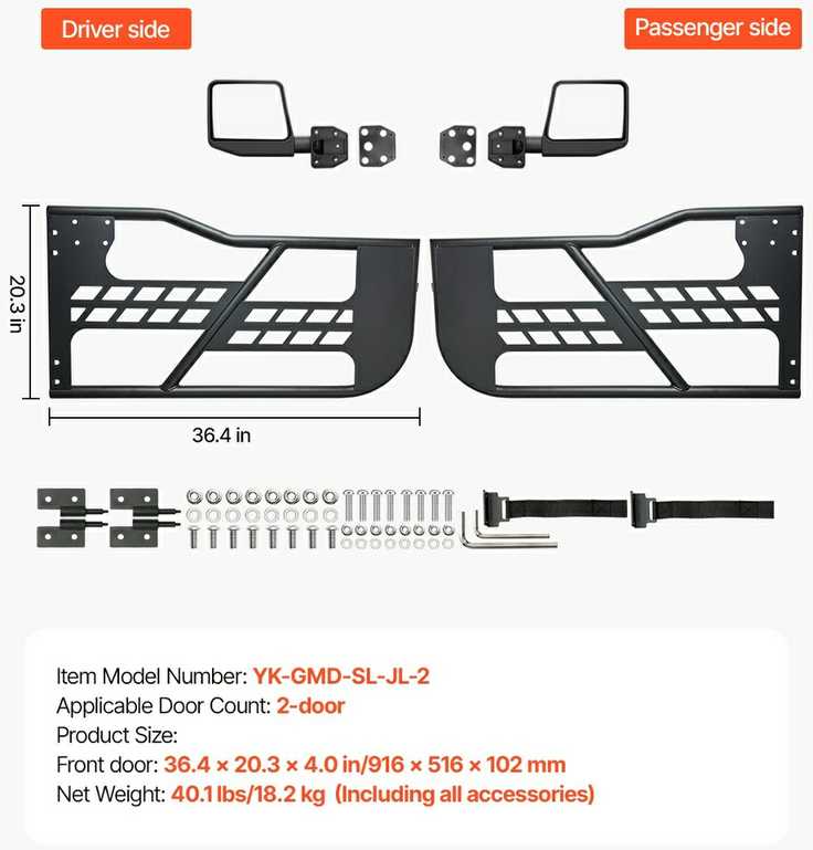 Jeep vamzdinės durys, 2 durų Wrangler JL vamzdinės durys, bekelės durys Jeep, sunkiosios Jeep durys, atviro oro Jeep priedai