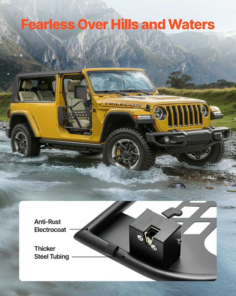 Jeep vamzdinės durys, 2 durų Wrangler JL vamzdinės durys, bekelės durys Jeep, sunkiosios Jeep durys, atviro oro Jeep priedai