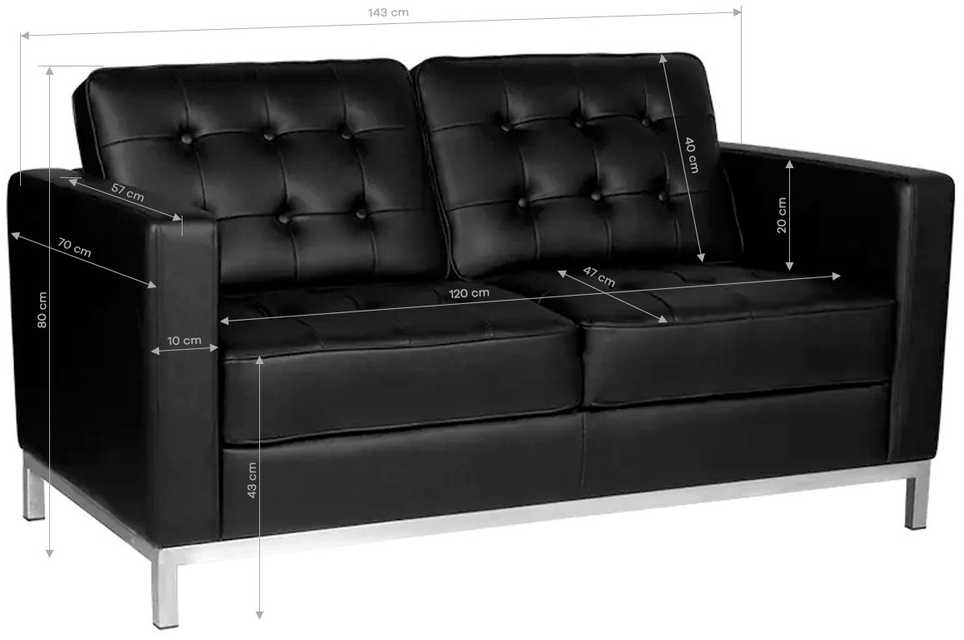 Juoda dirbtinės odos laukiamojo sofa, moderni priėmimo sėdynė, 2 vietų sofa laukiamiesiems