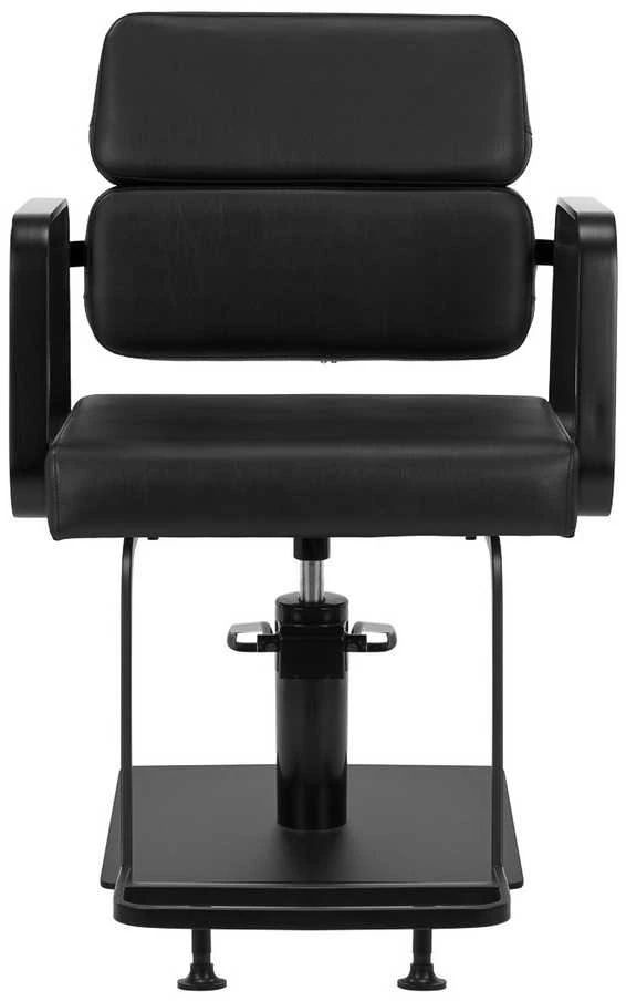 Juoda kirpyklos kėdė, hidraulinė salono kėdė, reguliuojamo aukščio stilisto kėdė, patogūs kirpyklos baldai