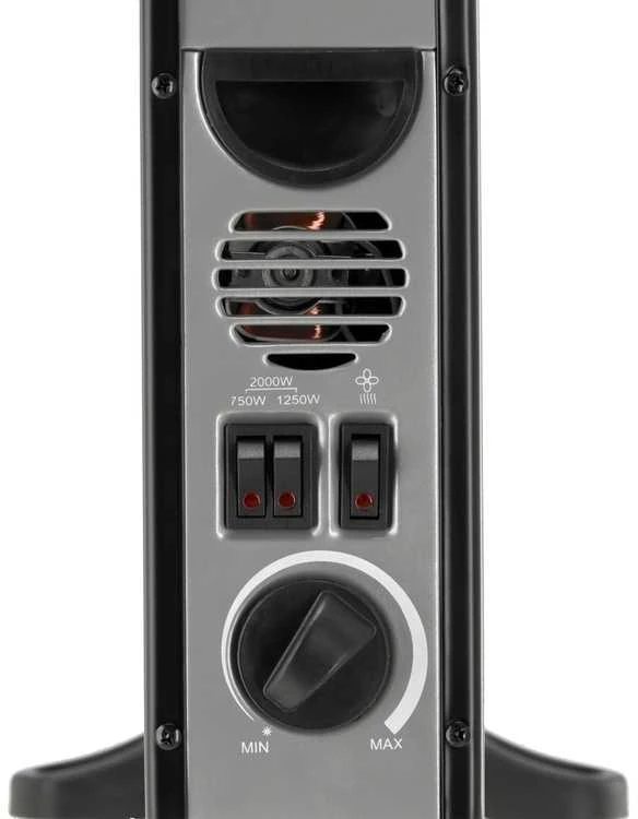 Juodas 2000 W konvekcinis šildytuvas su ventiliatoriumi, nešiojamas elektrinis šildytuvas, kambario šildytuvas