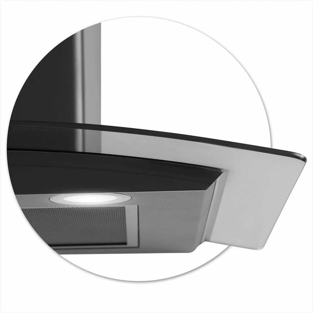 Berdsen Juodas nerūdijančio plieno gartraukis, 60 cm kamino gartraukis, galingas ištraukimas, LED apšvietimas, modernus dizainas